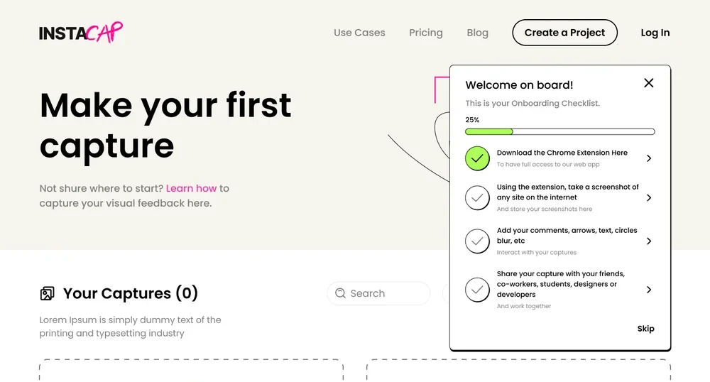 INSTACAP onboarding checklist